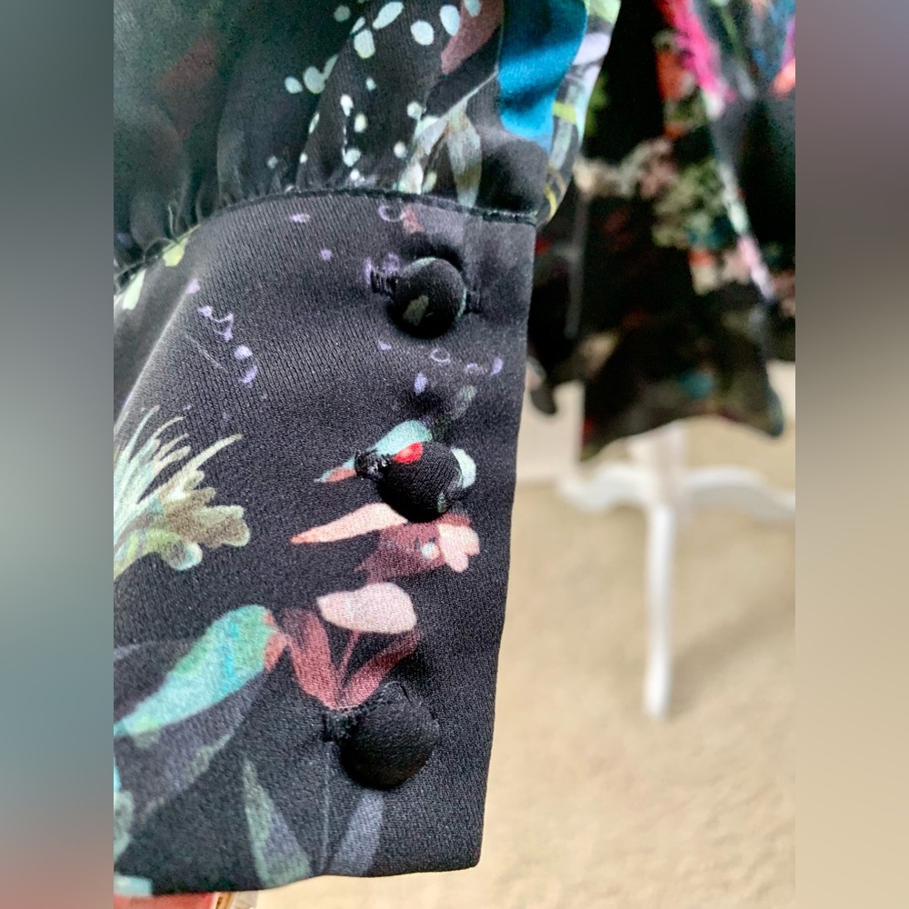 NWOT Parker Mini Long Sleeve Black Floral Dress Size XS - Picture 8 of 16
